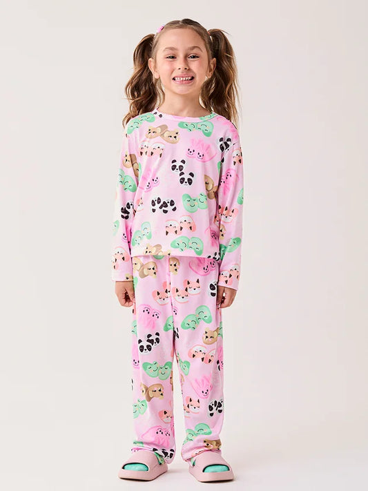Pijama Infantil Rosa Pantufas Buá