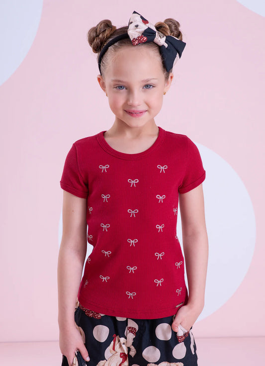 Blusa Infantil Lacinhos Strass Pituchinhus