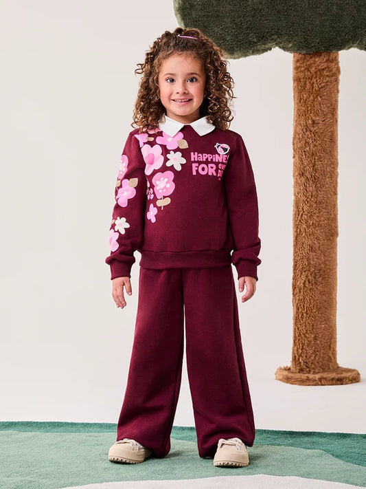 Conjunto Infantil Bordô Flores Buá