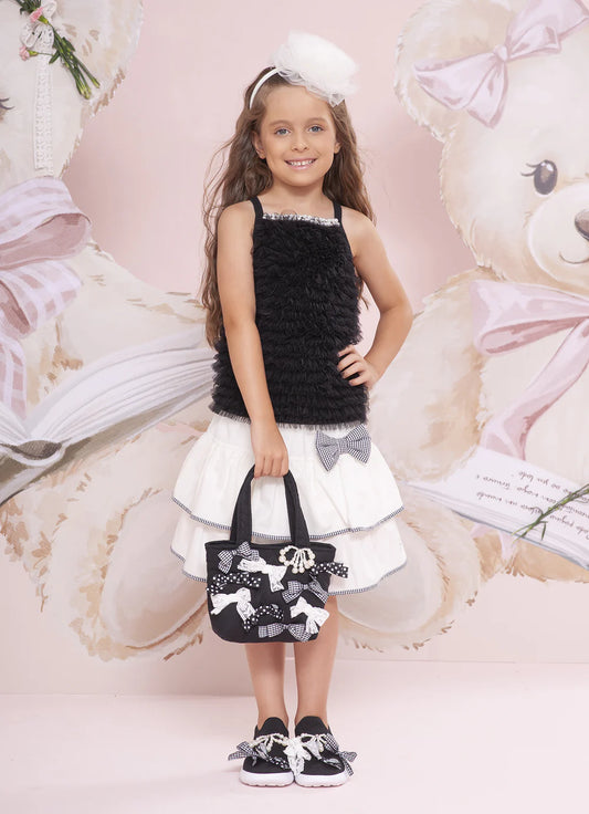 Saia Short Infantil Laço Xadrez Pituchinhus