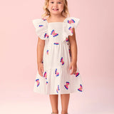 Vestido Infantil Branco Borboletas Momi