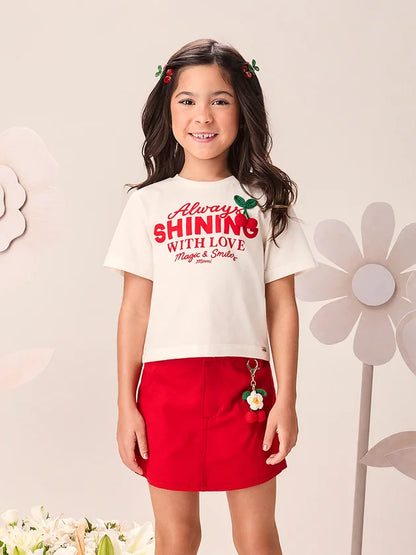 Blusa Infantil Menina Cereja Crochê Momi