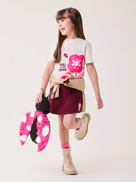 Conjunto Infantil Bordô Flores Bimbi
