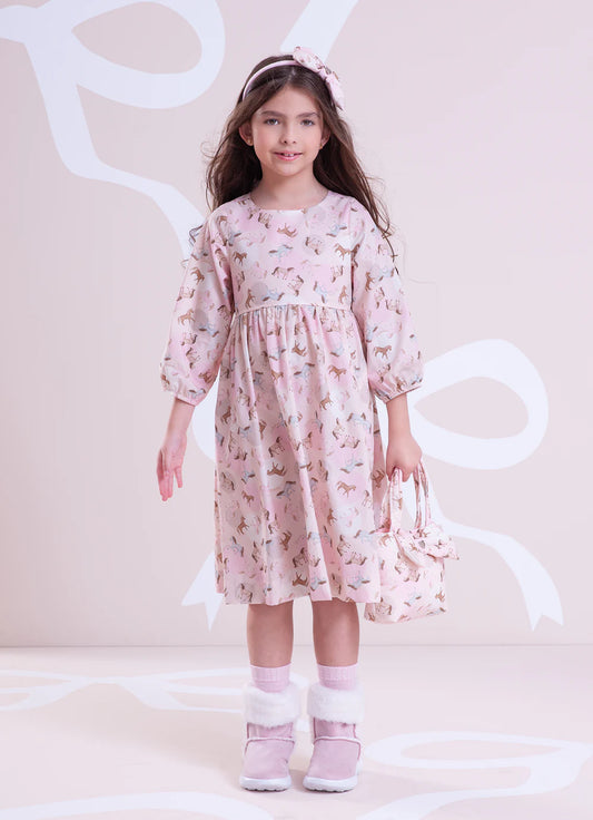 Vestido Infantil Rosa Cavalinhos Pituchinhus