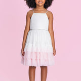 Vestido Infantil Rosa Babados Petit Cherie