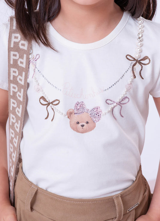 Blusa Infantil Ursinha Off Pituchinhus