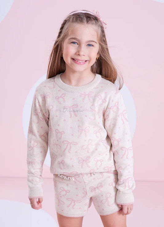 Blusa Infantil Tricot Laços Pituchinhus