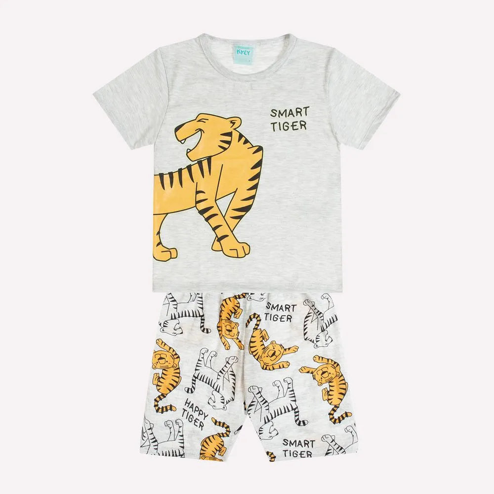 Pijama Infantil Menino Cinza Tigre