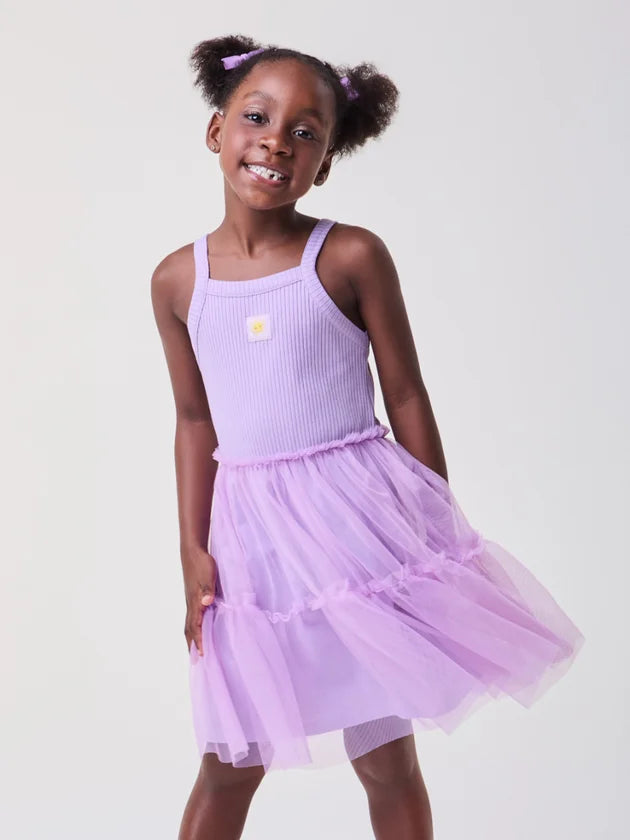 Vestido Infantil Tule Lavanda