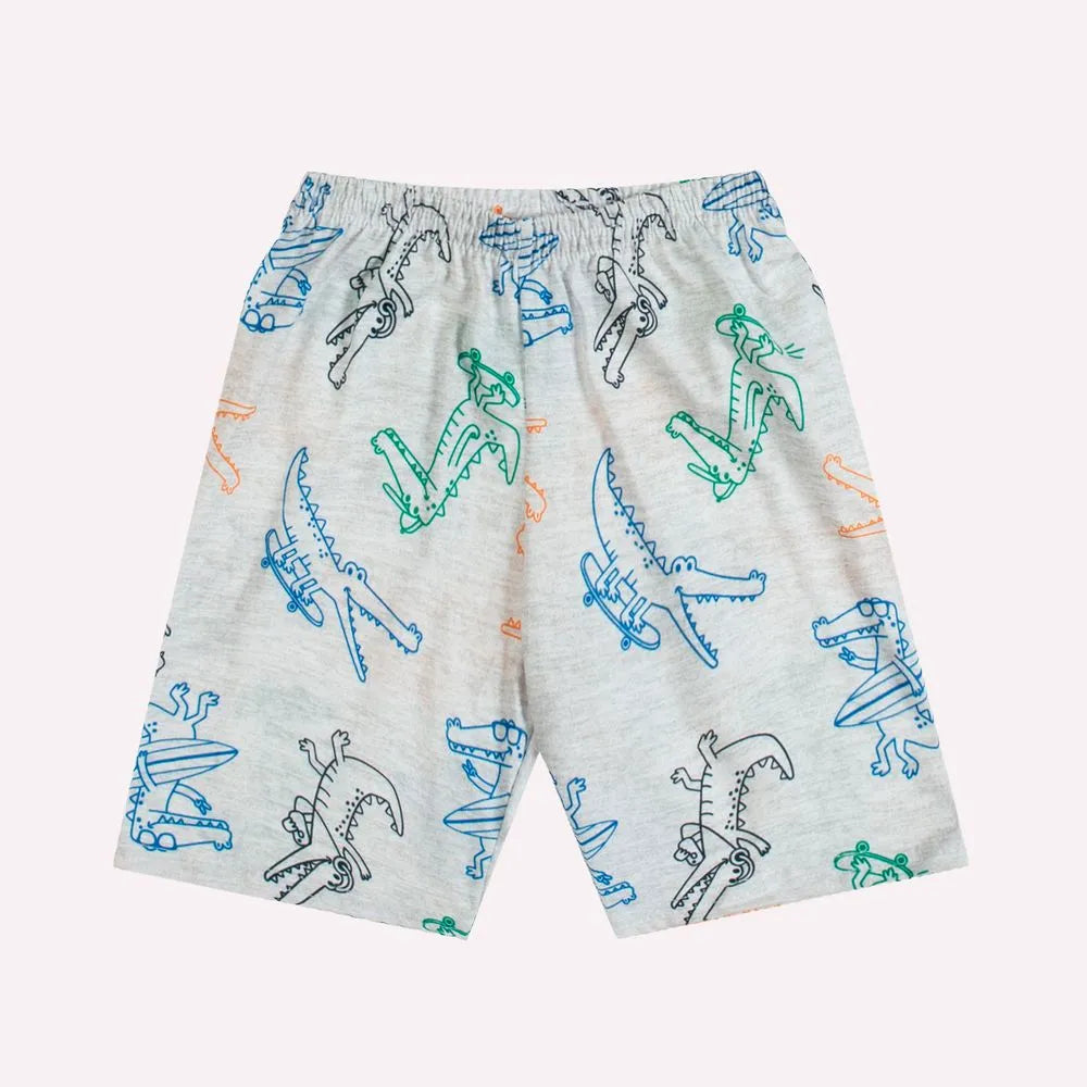 Pijama Infantil Menino Cinza Jacaré