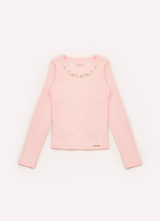 Blusa Infantil Rosa Pérolas Pituchinhus