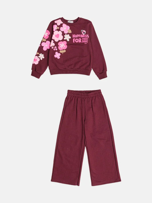 Conjunto Infantil Bordô Flores Buá