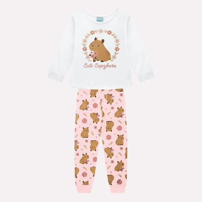 Pijama Infantil Rosa Capivara Buá