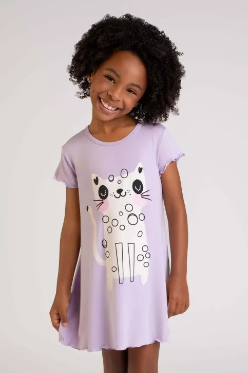 Camisola Infantil Lilás Gatinha