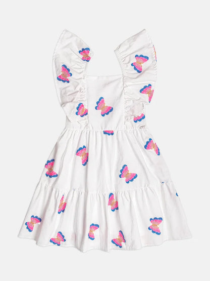 Vestido Infantil Branco Borboletas Momi