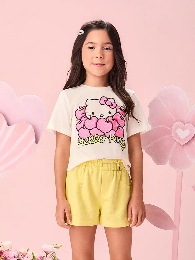 Conjunto Infantil Menina Amarelo Hello Kitty Momi