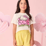 Conjunto Infantil Menina Amarelo Hello Kitty Momi