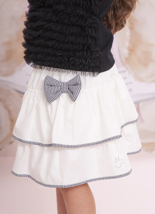 Saia Short Infantil Laço Xadrez Pituchinhus