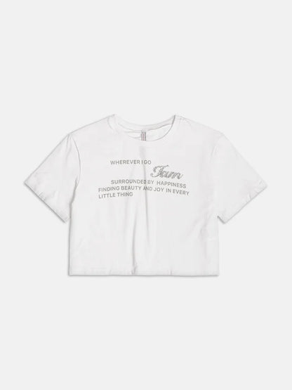 T-shirt Off Aplique Strass Authoria