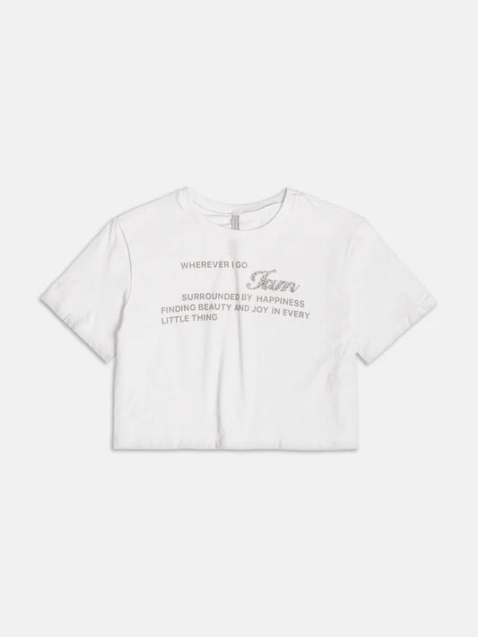 T-shirt Off Aplique Strass Authoria