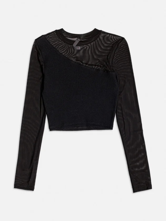 Blusa Preta Tule com Recortes Authoria