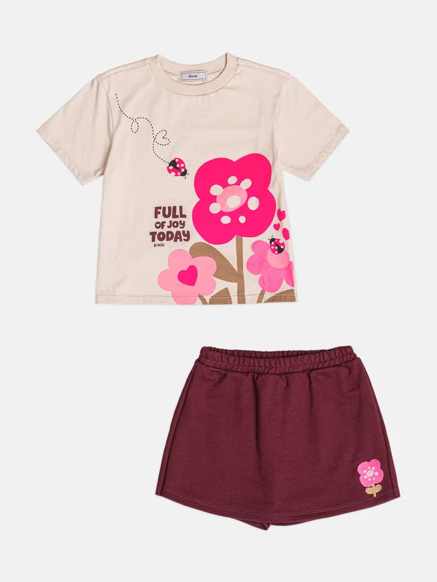 Conjunto Infantil Bordô Flores Bimbi