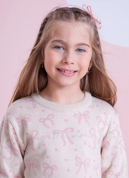 Blusa Infantil Tricot Laços Pituchinhus
