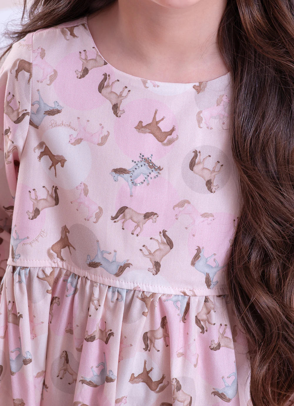 Vestido Infantil Rosa Cavalinhos Pituchinhus