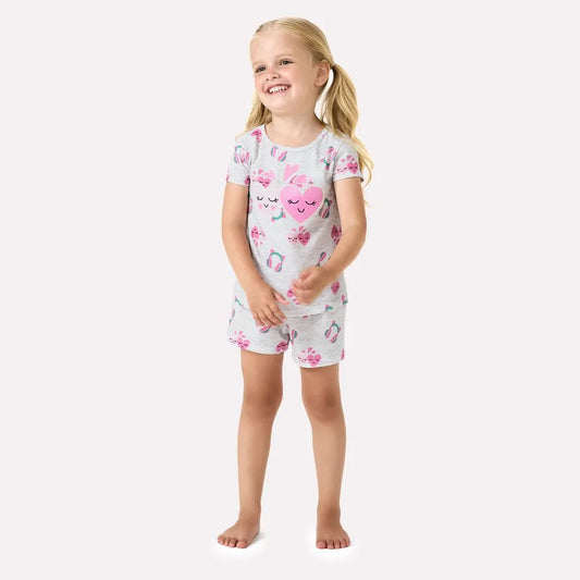Pijama Infantil Menina Cinza Corações