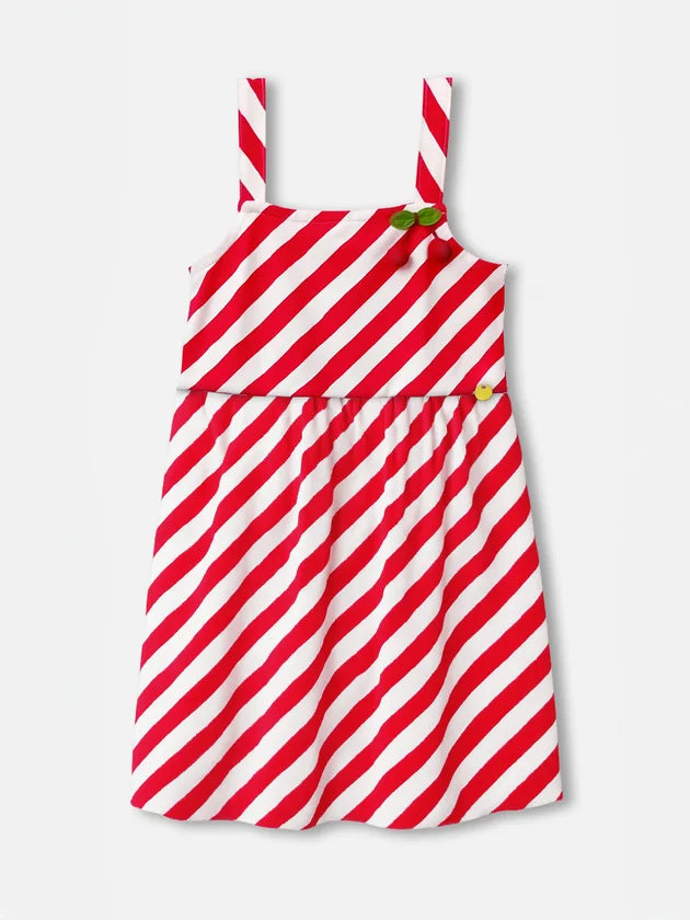 Vestido Infantil Listrado Vermelho Buá
