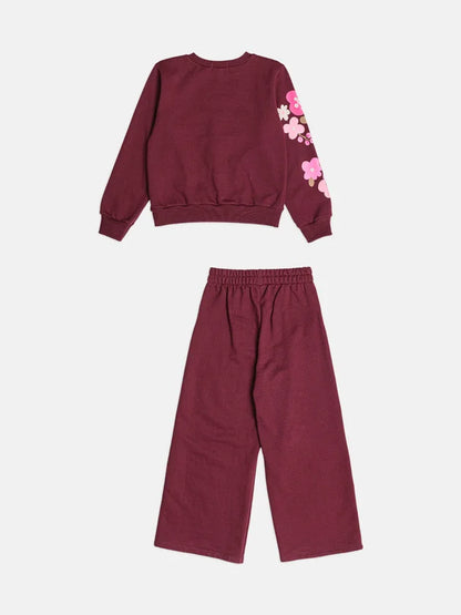 Conjunto Infantil Bordô Flores Buá