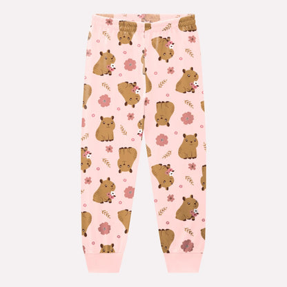 Pijama Infantil Rosa Capivara Buá