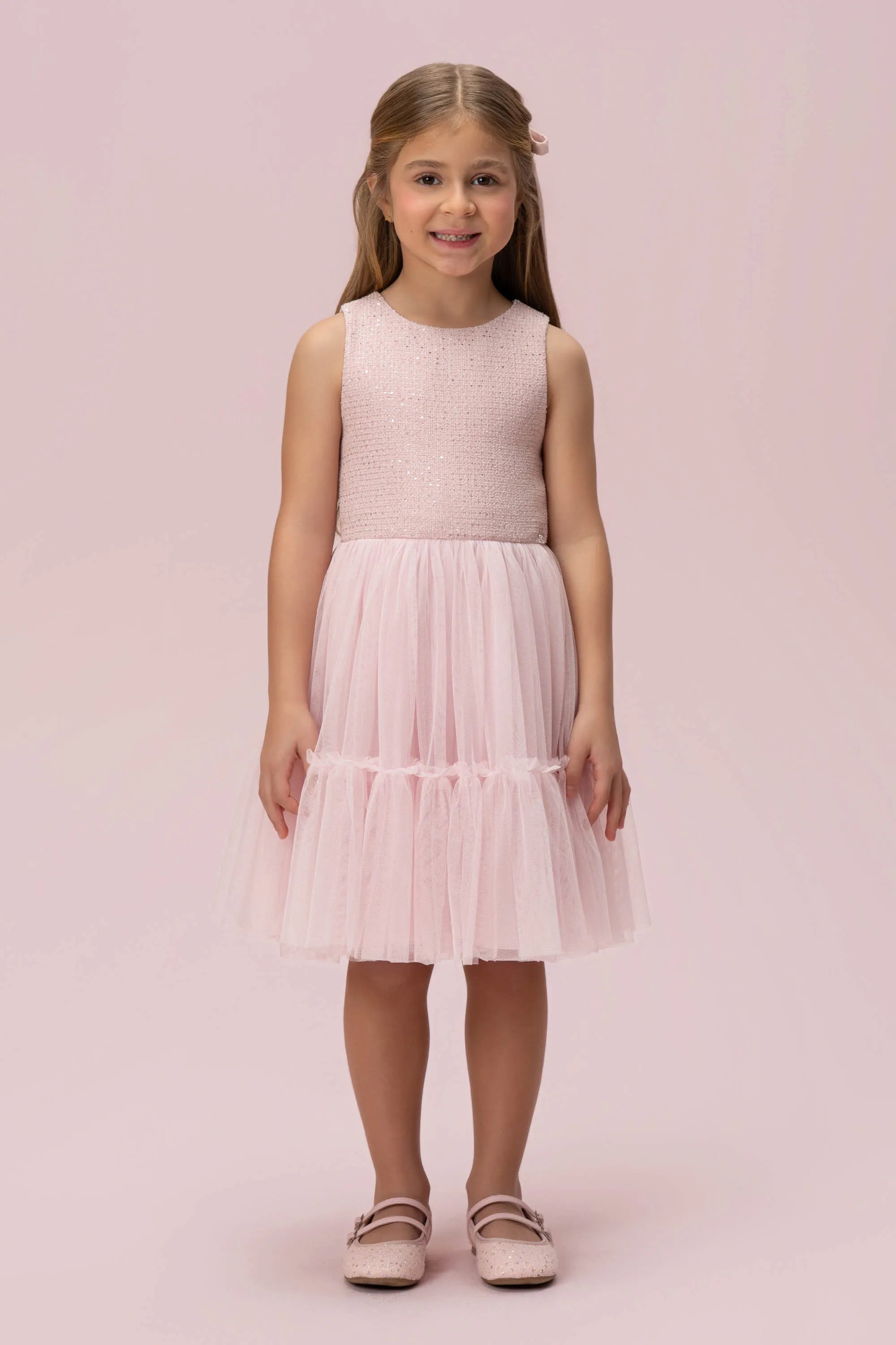 Vestido Infantil Tweed Brilho Petit Cherie
