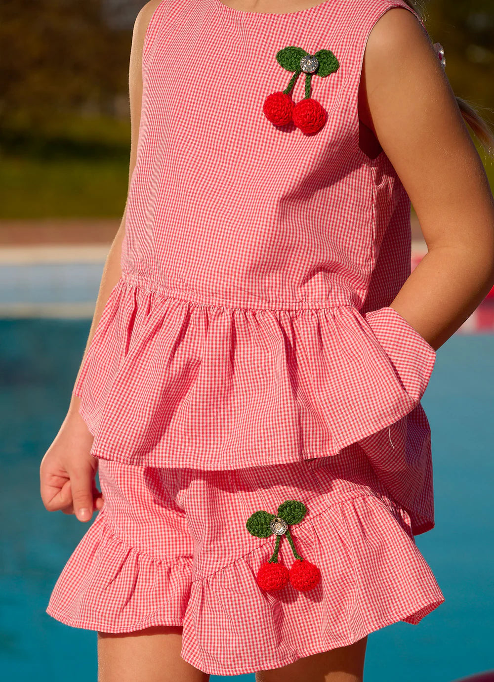 Short Infantil Xadrez Cereja Pituchinhus