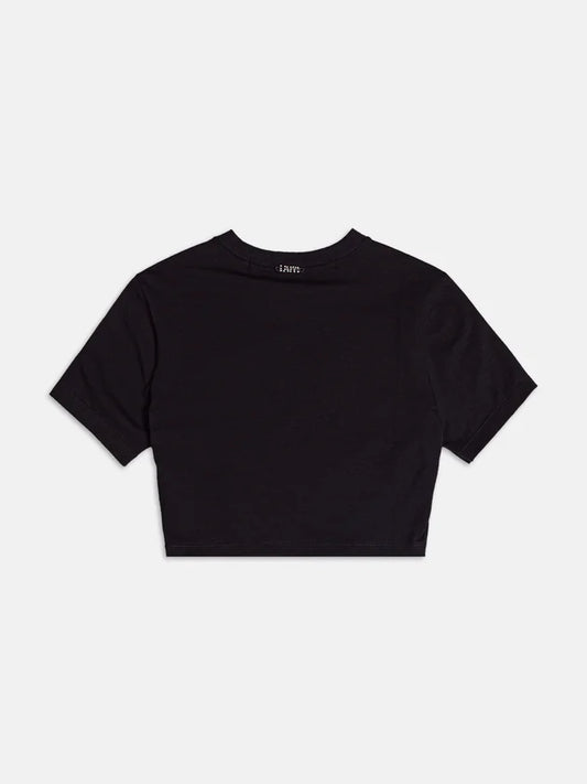 Blusa Baby Tee Preto Urso Strass Authoria