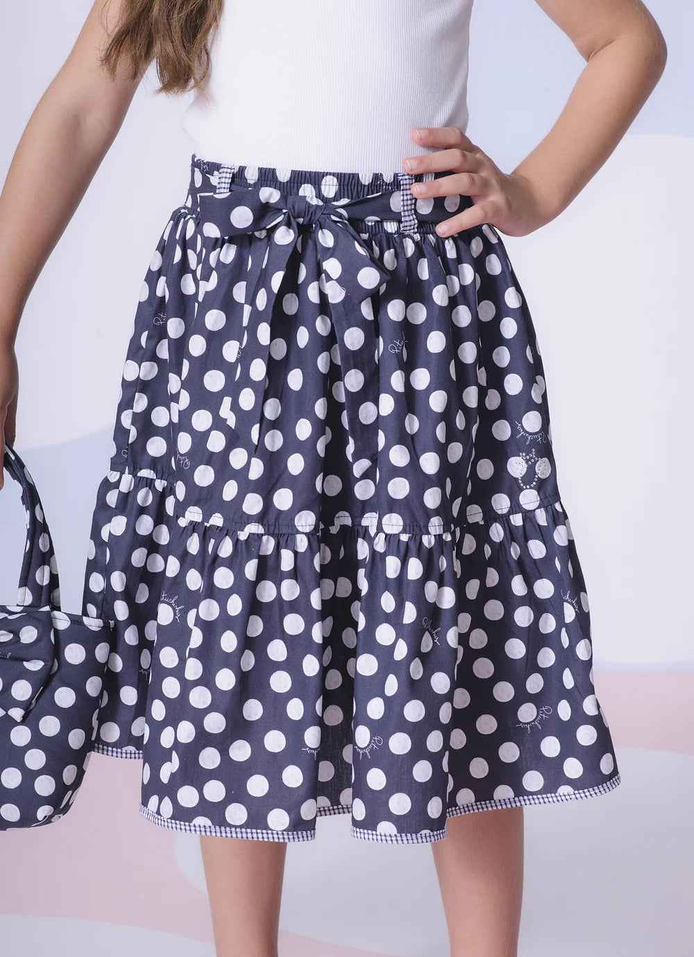 Saia Infantil Midi Estampada Poá Pituchinhus