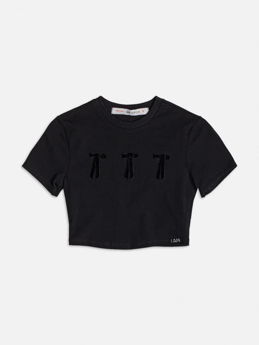 Baby Tee Preta Laços Authoria