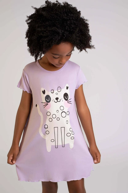 Camisola Infantil Lilás Gatinha