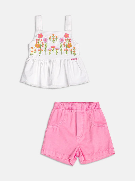 Conjunto Infantil Bordado Flores Momi