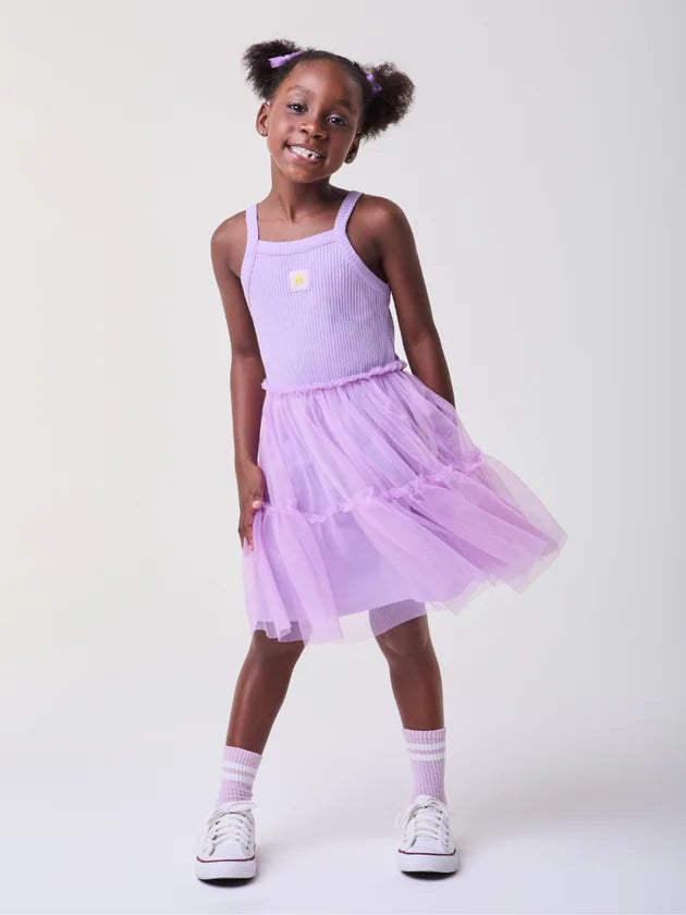 Vestido Infantil Tule Lavanda
