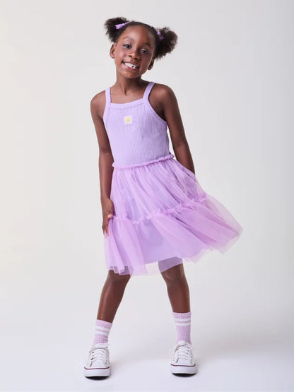 Vestido Infantil Tule Lavanda