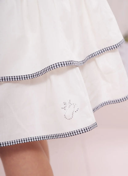 Saia Short Infantil Laço Xadrez Pituchinhus