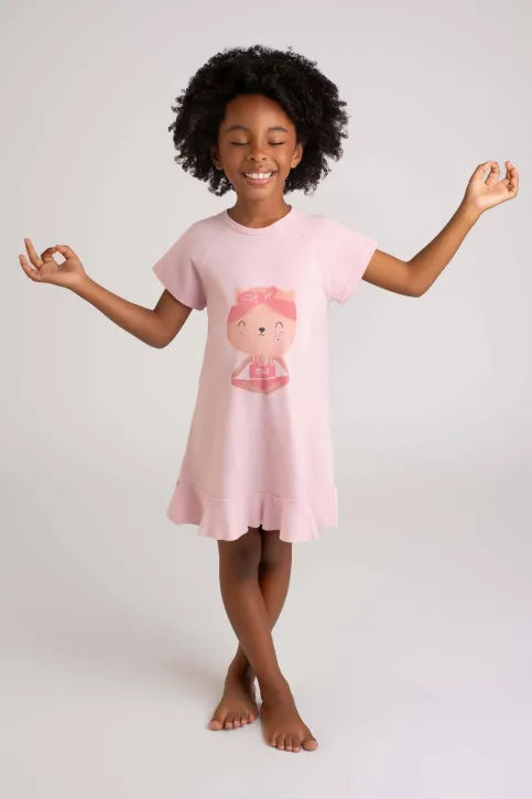 Camisola Infantil Rosa Gatinha