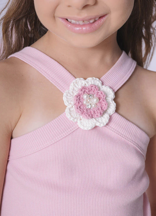 Cropped Ribana Flor Crochê Pituchinhus