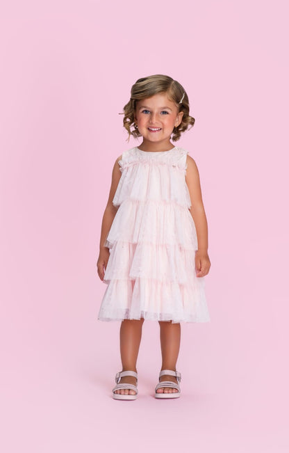 Vestido Infantil Glitter Rosa Petit Cherie