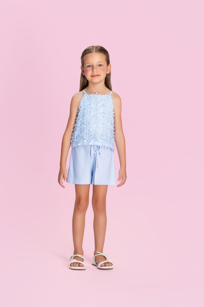 Conjunto Infantil Menina Azul Laços Petit Cherie