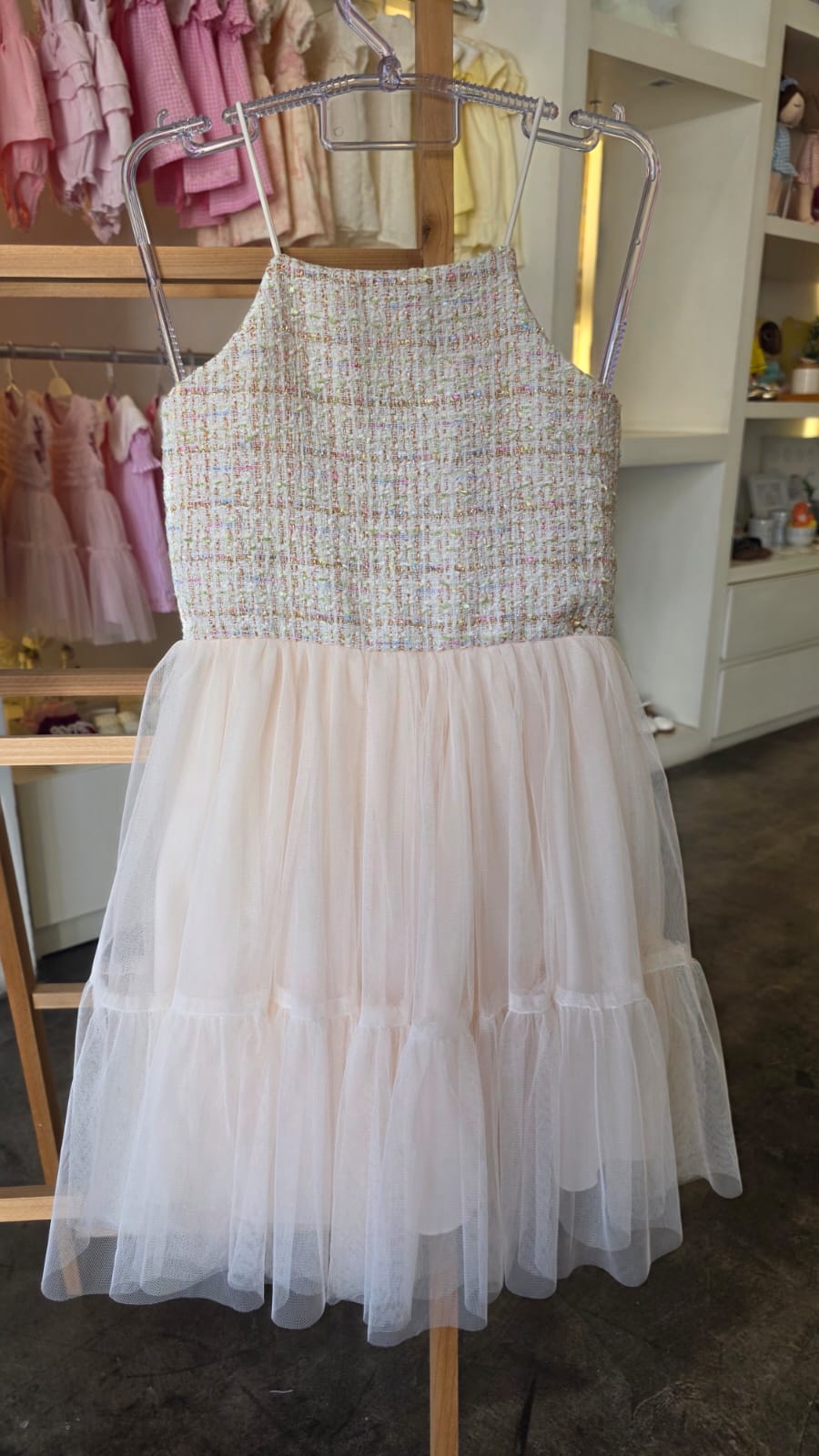 Vestido Infantil Creme Xadrez Petit Cherie