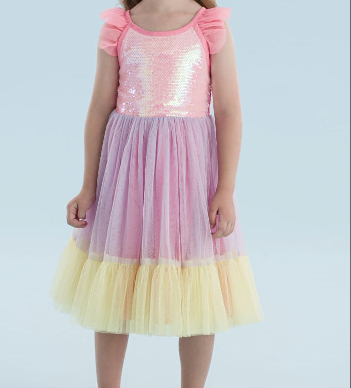 Vestido Infantil Paetê Color Mon Sucré