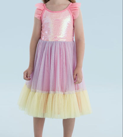 Vestido Infantil Paetê Color Mon Sucré