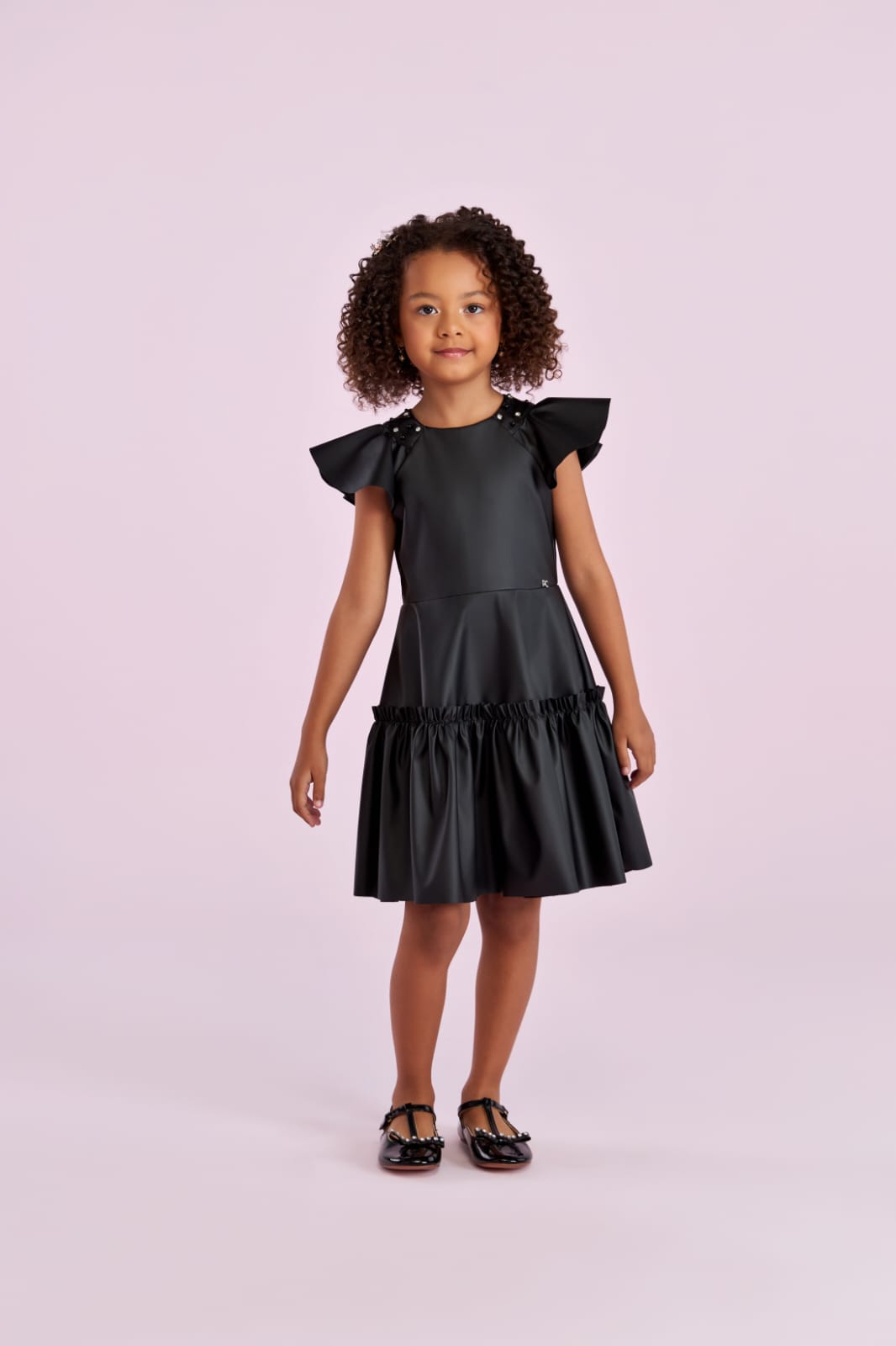 Vestido Couro Preto Petit Cherie